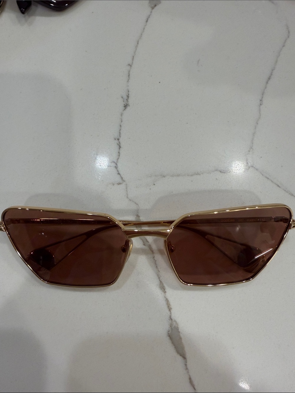 Gucci Gold Frame Brown Lens Cat-Eye Sunglasses